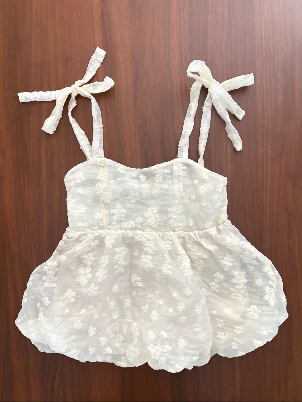 White Swiss Dot Babydoll Tank Top 🤍🌼 | Size Small (Fits Small–Medium)